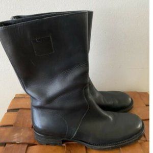 Miu Miu Mid Calf Black Leather Moto Boots Size 37